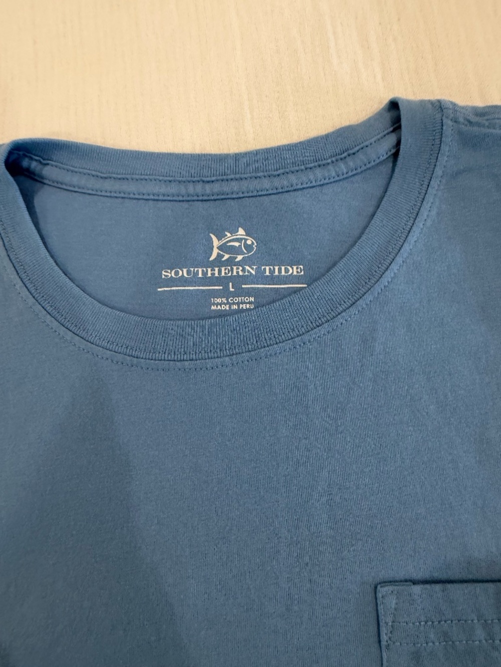 Southern Tide / Pocket T-Shirt / Light Blue / Men's / Large